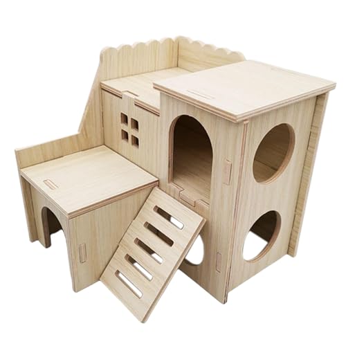 Hamsterhaus - Hamsterversteck Haus - Holzversteck für Hamster | Versteckkäfig Versteckhütte, Naturholzversteck für Kleintiere, Kleintierhaus von Dinchaakuarry