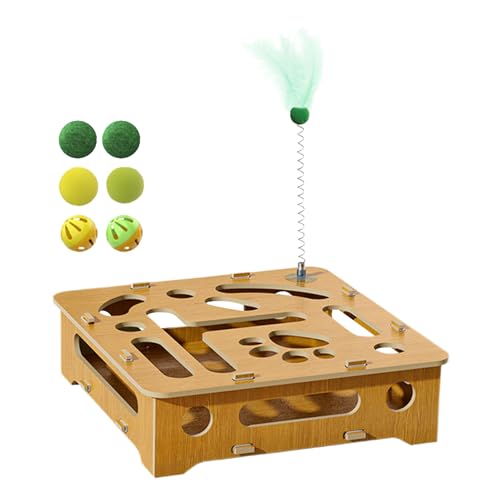 Interaktive Katzen -Puzzle -Box - Holzspielzeug Mit Feder & Bällen | Indoor -Anreicherungsspiel Mit Reibungsloser Textur Und Abgerundeten Ecken, Lustiger Frühlingsteaser Für Spiele, Jagdinstinkt & Übu Interaktive Katzen -Puzzle -Box - Holzspielzeug Mit Feder & Bällen | Indoor -Anreicherungsspiel Mit Reibungsloser Textur Und Abgerundeten Ecken, Lustiger Frühlingsteaser Für Spiele, Jagdinstinkt & Übu von Dinchaakuarry
