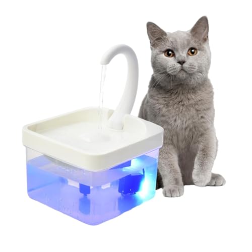 Katzenbrunnen: Haustierspender mit LED-Licht, automatischer Haustierbrunnen, leises Wasser für Haustiere | Automatische Tränke für Hunde, Trinkbrunnen für Anim von Dinchaakuarry