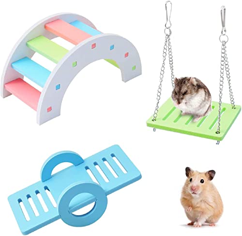 Ding&ng 3-teiliges Set, Hamsterspielzeug, Regenbogenbrücke + Schaukel + Kletterspielzeug, Kleintier-Aktivitätsspielzeug von Ding&ng