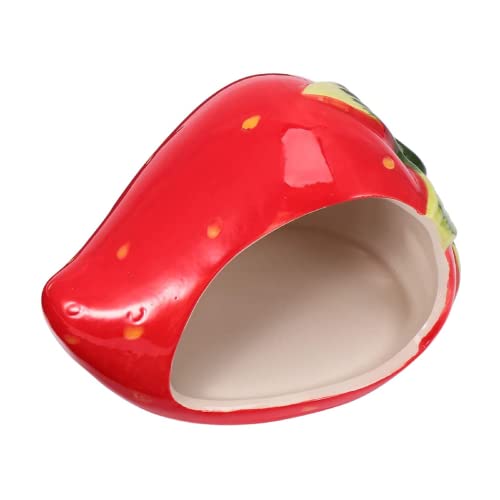 Ding&ng Hamster-Verstecknest aus Keramik, Kleintierhütte, erdbeerförmiges Haustiernest, geeignet für Kleintiere von Ding&ng