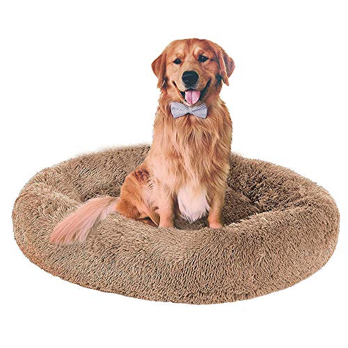 Dog Bed, Fluffy Dog ​​Bed, Circular Plush Dog Bed, Soft and warm, Easy to clean cat Dog Nest-Braun_100 cm von Ding&ng