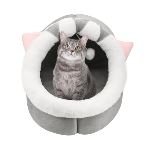 DingGreat Kuschelige Katzenhöhle - Weiches und Flauschiges Katzenzelt, katzenkissen für kleine und mittelgroße Haustiere mit waschbaren Kissen von DingGreat