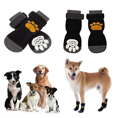 Dinghaole 2 Paar Indoor Anti-Rutsch Socken für Hunde, Pet Socken, Weiche Hundegriffsocken, Hundeschuhe für kleine, Verstellbarer Pfotenschutz für kleine und mittelgroße Hunde Dinghaole 2 Paar Indoor Anti-Rutsch Socken für Hunde, Pet Socken, Weiche Hundegriffsocken, Hundeschuhe für kleine, Verstellbarer Pfotenschutz für kleine und mittelgroße Hunde von Dinghaole