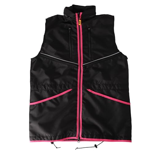 Dingo Hundetrainer-Weste – wasserdicht, verstellbar, mit Kapuze, 4 Taschen, tailliert, Schwarz mit rosa Besatz Große XL 16432 von Dingo Waldemar Rutkowski