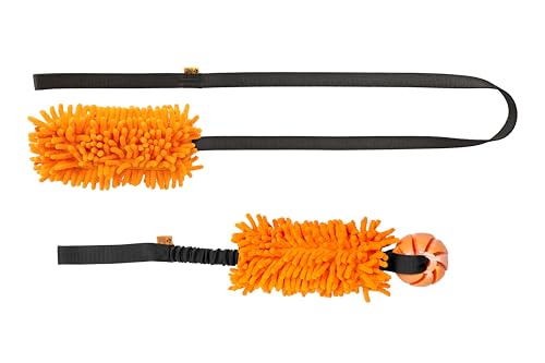 Dingo Set - 2 Hundespielzeuge - Seilstab mit langem Griff & Chaser Zerrspielzeug mit Ball und Griff für Hundetraining, Spielen, Beweglichkeit, Apportieren, Mikrofaser Orange Z30052 von Dingo Waldemar Rutkowski