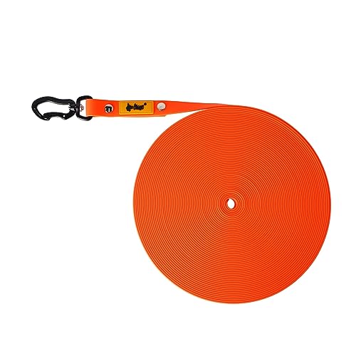 Dingo Trainingsleine für Hunde Hundespaziergang Gehorsamstraining Karabinerhaken universaler praktisch Breite 1,6 cm Länge 20 m ohne Griff Orange 10180 von Dingo Waldemar Rutkowski