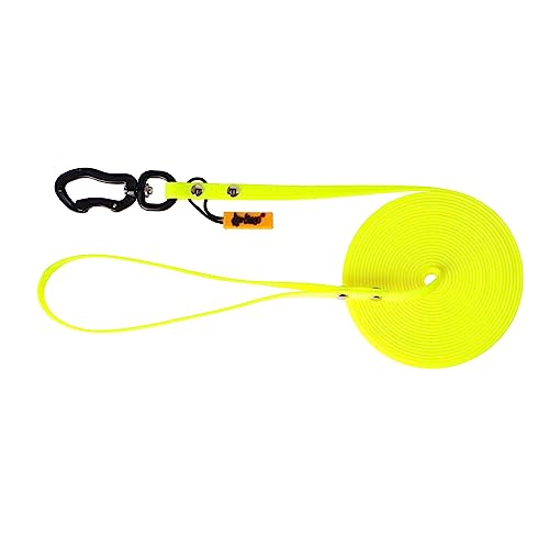 Dingo Trainingsleine für Hunde Hundespaziergang Wabenförmige Gehorsamstraining Fährtentraining Karabinerhaken universaler äußerst vielseitiger praktisch Breite 1,0 cm Länge 5 m mit Griff Gelb 10162 von Dingo Waldemar Rutkowski
