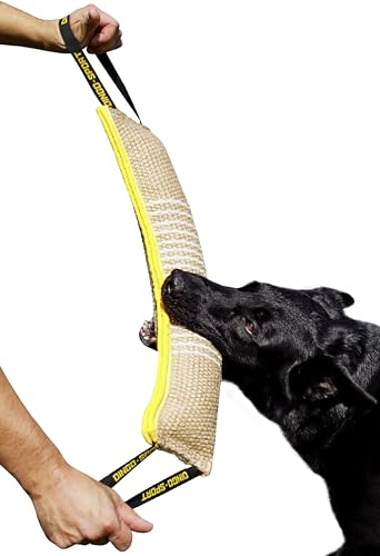 Dingo Beisswurst aus Jute 2 Griff Verstärkt Hundetraining Hundespielzeug Spiel mit Hund Apport Ausbildung handgefertigter Länge 60 cm natürliche Farbe 10553-2 von Dingo Waldemar Rutkowski