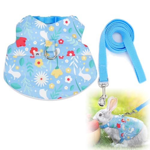 Entzückendes Kaninchengeschirr und Leine, Set mit niedlichen Aufdrucken, weiches Hasengeschirr für Spaziergänge im Freien, wasserdichte Kaninchen-Kleidung für Welpen, Kätzchen, Frettchen, Kleintiere Entzückendes Kaninchengeschirr und Leine, Set mit niedlichen Aufdrucken, weiches Hasengeschirr für Spaziergänge im Freien, wasserdichte Kaninchen-Kleidung für Welpen, Kätzchen, Frettchen, Kleintiere von Dinhala
