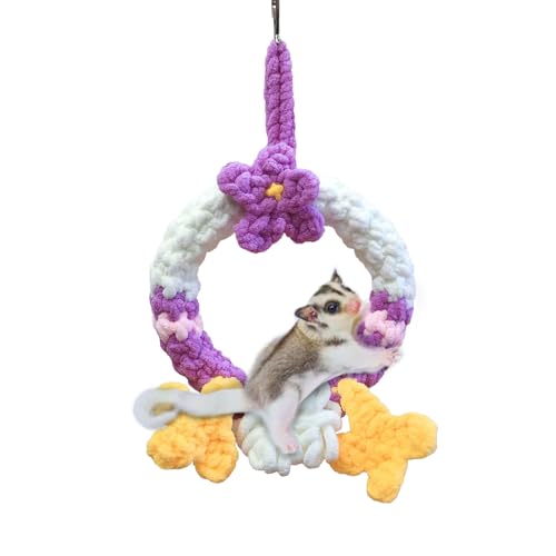 Hängeschaukel für kleine Tiere, handgefertigt, Zuckergleiter, Kletterspielzeug, Häkelring mit Blumen, Haustierkäfigzubehör, Dekoration, geeignet für Vögel, Eichhörnchen, Golden & Hamster Hängeschaukel für kleine Tiere, handgefertigt, Zuckergleiter, Kletterspielzeug, Häkelring mit Blumen, Haustierkäfigzubehör, Dekoration, geeignet für Vögel, Eichhörnchen, Golden & Hamster von Dinhala