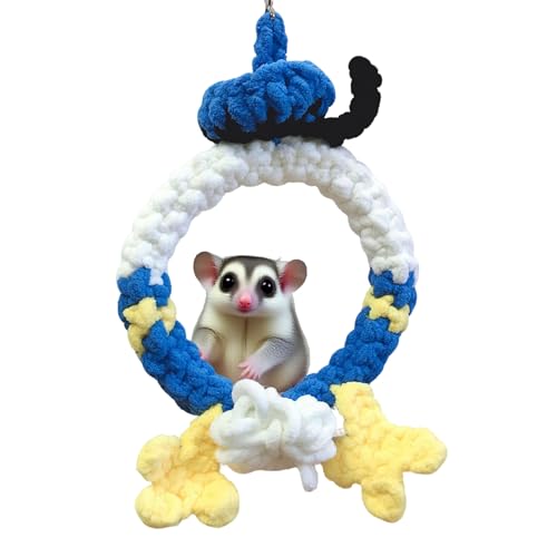Hängeschaukel für kleine Tiere, handgefertigt, Zuckergleiter, Kletterspielzeug, Häkelring mit Blumen, Haustierkäfigzubehör, Dekoration, geeignet für Vögel, Eichhörnchen, Golden & Hamster Hängeschaukel für kleine Tiere, handgefertigt, Zuckergleiter, Kletterspielzeug, Häkelring mit Blumen, Haustierkäfigzubehör, Dekoration, geeignet für Vögel, Eichhörnchen, Golden & Hamster von Dinhala