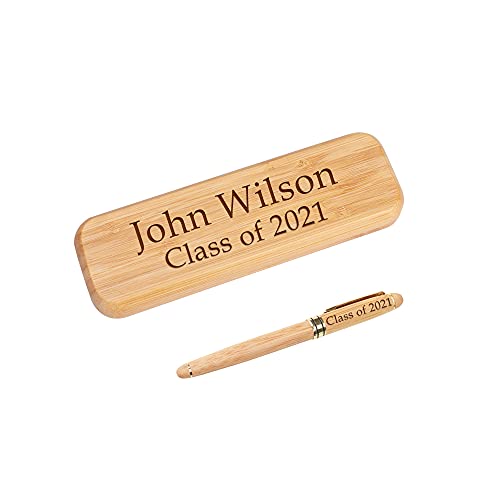 Dinikally Benutzerdefinierte personalisierte gravierte Kugelschreiber mit Fall Holzstift Abschlussgeschenk für Schüler Lehrer (sty1) von Dinikally