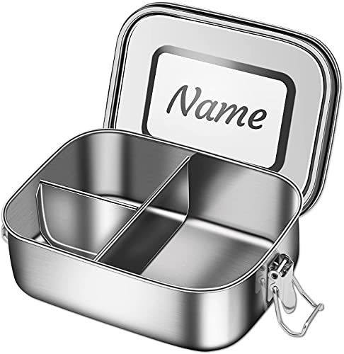Dinikally Personalisierte Gravierte Edelstahl Lunchbox Name Lunchbox Bento Box (sty1) von Dinikally