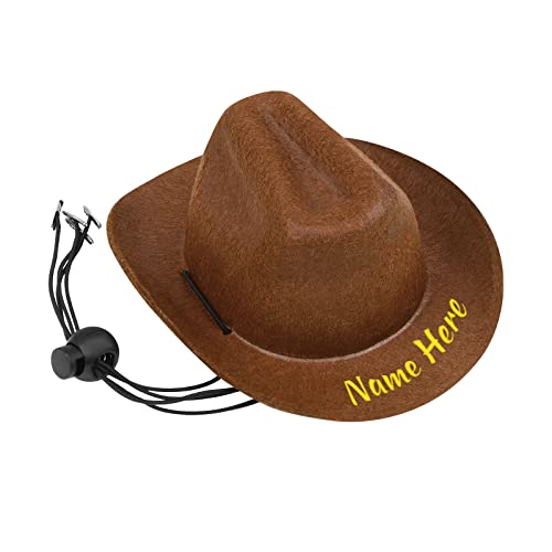 Personalisierte Benutzerdefinierte Bestickt Haustier Cowboy-Hut mit Tiernamen Oder Text (Braun) von Dinikally