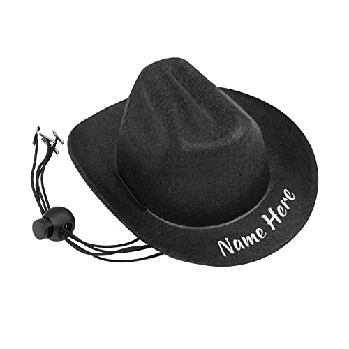 Personalisierte Benutzerdefinierte Bestickt Haustier Cowboy-Hut mit Tiernamen Oder Text (Schwarz) von Dinikally