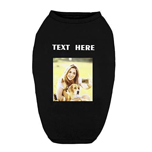 Personalisiertes, individuelles Hunde-T-Shirt, Kleidungsdesign mit Foto und Namen für große Hunde, Welpen und Katzen (Black) von Dinikally