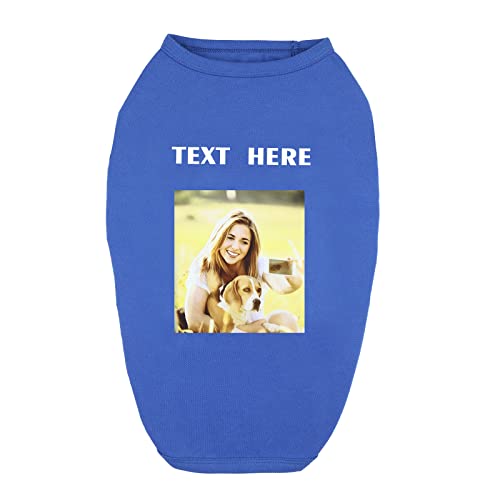 Personalisiertes, individuelles Hunde-T-Shirt, Kleidungsdesign mit Foto und Namen für große Hunde, Welpen und Katzen (Blue) von Dinikally