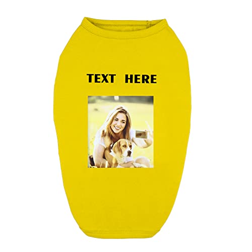 Personalisiertes, individuelles Hunde-T-Shirt, Kleidungsdesign mit Foto und Namen für große Hunde, Welpen und Katzen (Yellow) von Dinikally