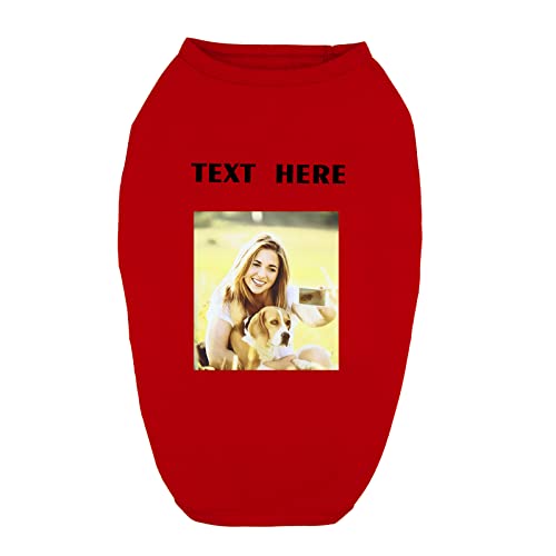 Personalisiertes, individuelles Hunde-T-Shirt, Kleidungsdesign mit Foto und Namen für große Hunde, Welpen und Katzen (red) von Dinikally