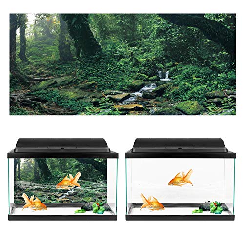Dioche Aquarium-Hintergrund, Terrarium-Hintergrund, PVC-Klebstoff, Riverway Green Woods, Aquarium-Hintergrund, Poster, Fisch-Tapetenaufkleber, Aquarium-Hintergrund für von Dioche