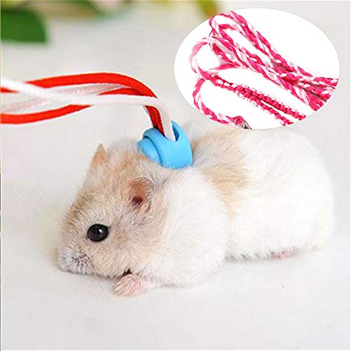 Dioche Verstellbarer Kleiner Haustierkabelbaum und Leinen -Set für Hamster, Meerschweinchen und Eichhörnchen? Weiches Nylon mit Glockendesign für Gehen Im Freien in Blau & Lila (Rosa + Rosenrot) von Dioche