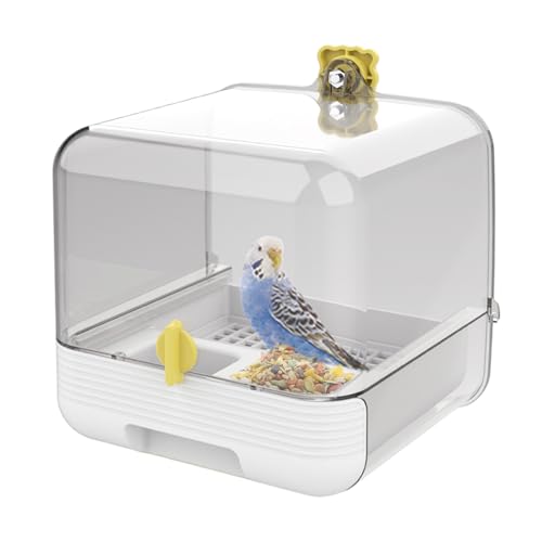 Vogelbadewanne, 20.8 x 18.8 x 18.5 cm 2 In 1Ausziehbarer Papageiens-Futterspender Mit Zwei Futtertrögen, Reinigen, Sicherer,für Wellensittich, Nymphensittich, Sittich, Fink von Dioeazh
