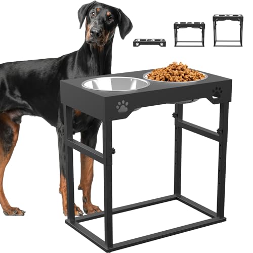 Diorssen Hundenäpfe für große Hunde, verstellbar, 8 Höhen (7 cm ~ 50,8 cm), für kleine, mittelgroße und große Hunde, mit 2 Edelstahl-Hundenäpfen für Futter und Wasser von Diorssen