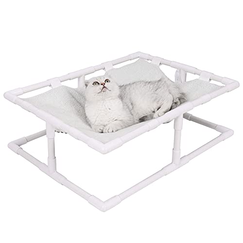 Dirfuny Hochbett für Haustiere - Welpenbett mit Plattform - Tragbare Hängematte für Haustiere im Innen- und Außenbereich, doppelseitiger Rahmen und abnehmbares Design von Dirfuny