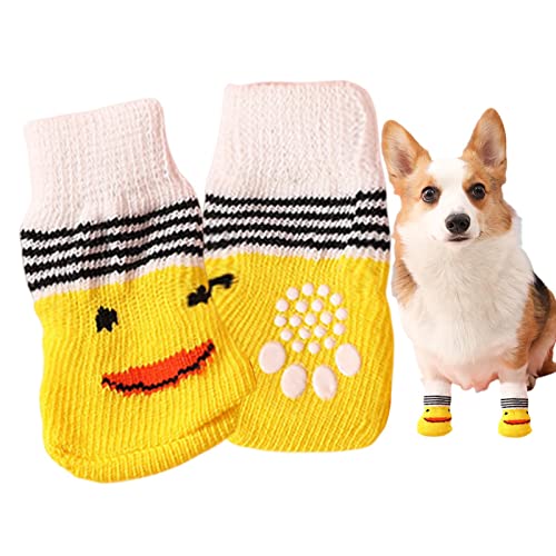 Dirfuny Tiersocken, Dog Grip Socken mit Gurten, Zugkontrolle, 2 Paar Schutzsocken für Tierpfoten auf einem Hartholzboden, Innenbedarf von Dirfuny