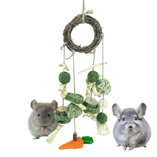 Hangings Kaninchenspielzeug, natürliches, handgefertigtes Guinea-Kauspielzeug, Vogelspielzeug für Papageien, gesunde Zähne für Kaninchen, Chinchilla-Käfig-Zubehör Hangings Kaninchenspielzeug, natürliches, handgefertigtes Guinea-Kauspielzeug, Vogelspielzeug für Papageien, gesunde Zähne für Kaninchen, Chinchilla-Käfig-Zubehör von Dirfuny