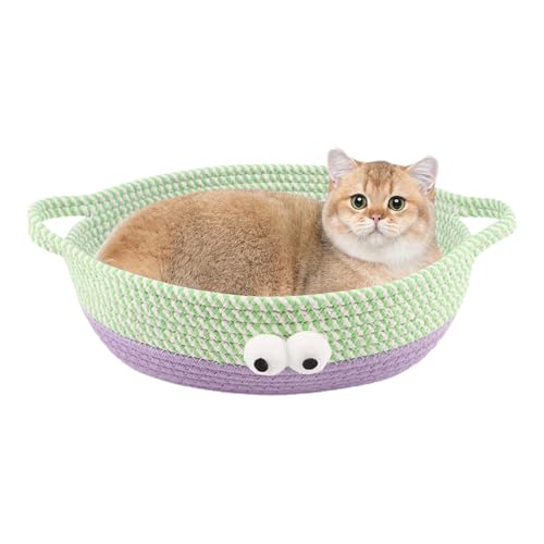 Katzenbetten aus Baumwollseil, Katzen-Hängematte, Schlafnest, Korb – waschbar, für kleine Hunde, Baumwollseil, rundes Haustierbett, Katzenkorb, Webereien Katzenbetten aus Baumwollseil, Katzen-Hängematte, Schlafnest, Korb – waschbar, für kleine Hunde, Baumwollseil, rundes Haustierbett, Katzenkorb, Webereien von Dirfuny