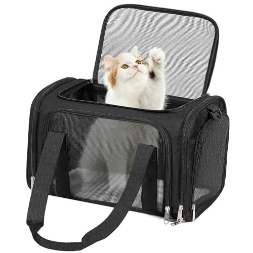 Discala Katzentragetasche, Hundetragetasche bis zu 15 kg, TSA-Fluggesellschaft zugelassen, Haustier-Tragetasche für kleine und mittelgroße Katzen, Hundetragetasche für kleine Hunde (Schwarz, von Discala