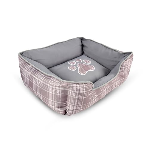 Bequeme Hunde- und Katzenbetten | Fertig mit Bies | Grau/Braun Korb | Rechteck Hundebett mit Rutschfester Unterseite | Waschbar | Textil mit Füllung | Polyesterfaser | 50x16x40 cm Bequeme Hunde- und Katzenbetten | Fertig mit Bies | Grau/Braun Korb | Rechteck Hundebett mit Rutschfester Unterseite | Waschbar | Textil mit Füllung | Polyesterfaser | 50x16x40 cm von Discountershop