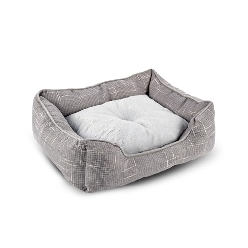 Bequemes Katzenbett | Grau Hundebett | Rutschfester Boden | Herausnehmbares Doppelseitiges Hundekissen | 50x16x40 cm | Polyesterfaserfüllung | Plüschmaterial | Ultimativer Komfort für Haustiere von Discountershop
