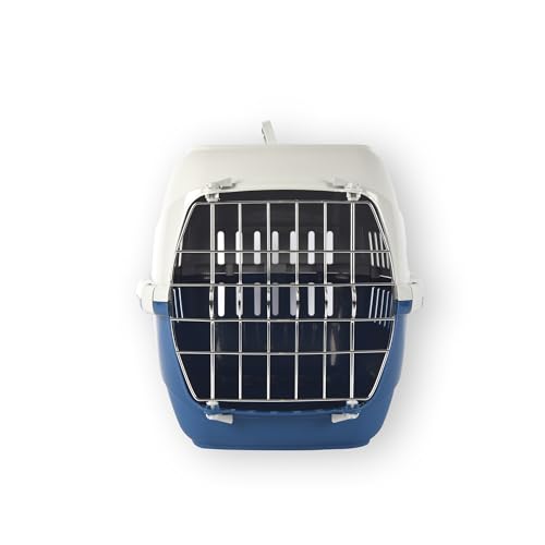 Durable Travel Bag Cat Toplader | Blau Und Weiß | 37.5X57X35Cm | Geeignet Für Katzen & Kaninchen | Sicher Für Auto | Nicht Faltbar | 98% Recycelter Kunststoff Und Metall | Atmungsaktive von Discountershop