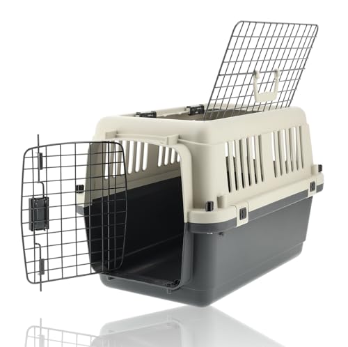 Katzenreisekorb Groß für 12 kg Haustiere - Katzenreisekorb mit abschließbarer Türlüftung - Tragbare Transportbox Katze/Kaninchen/Welpen von Discountershop