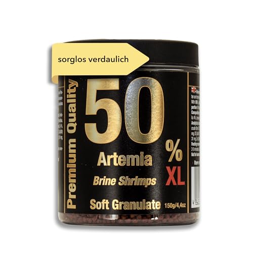 Premium XL Fischfutter Aquarium mit 50% Artemia [FÜR WACHSTUM & FARBENPRACHT] - sehr gut verträgliches Softgranulat [300ml] - Aquarienfischfutter, Kampffisch Futter, Garnelenfutter von Discusfood