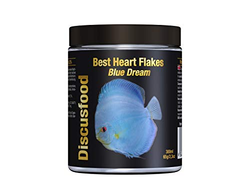 Best Heart Flakes Blue Dream Premium Fischfutter, Flockenfutter, Rinderprotein als Flocke, mit Vitaminen und Mineralien, alle Zierfisch, speziell auch für Diskus oder Welse, unterstützt Blaue Farbe von Discusfood
