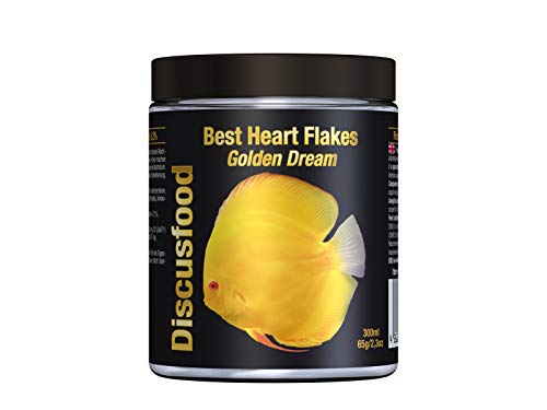 Best Heart Flakes Golden Dream Premium Fischfutter, Flockenfutter, Rinderprotein als Flocke, mit Vitaminen und Mineralien,alle Zierfisch, speziell auch für Diskus oder Welse, unterstützt gelbe Farben von Discusfood