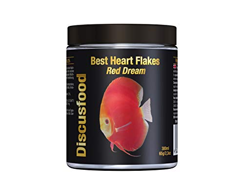 Best Heart Flakes Red Dream Premium Fischfutter, Flockenfutter, Rinderprotein als Flocke, mit Vitaminen und Mineralien,alle Zierfisch, speziell auch für Diskus oder Welse, unterstützt rote Farben von Discusfood
