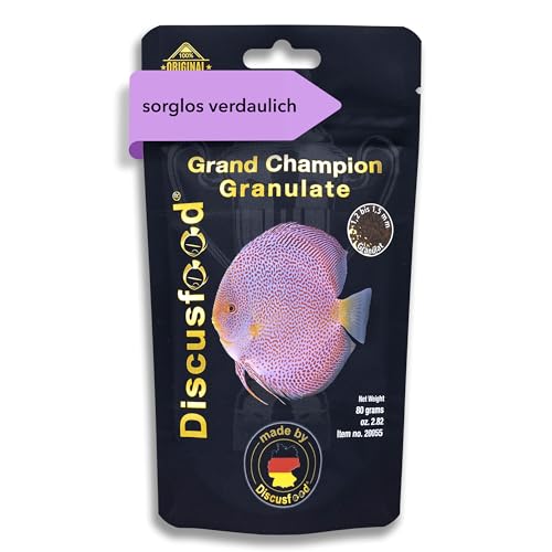 Premium Fischfutter Aquarium 125ml [FÜR WACHSTUM & Intensive FARBENPRACHT] - Grand Champion - sehr gut verträgliches Granulat - Aquarienfischfutter, Diskus Futter (für Fast alle Zierfische geeignet) von Discusfood