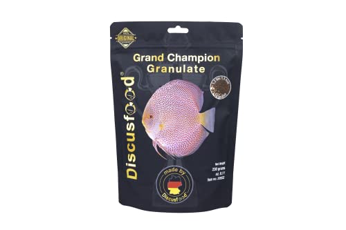 Premium Fischfutter Aquarium 230g [FÜR WACHSTUM & Intensive FARBENPRACHT] - Grand Champion - sehr gut verträgliches Granulat - Aquarienfischfutter, Diskus Futter (für Fast alle Zierfische geeignet) von Discusfood