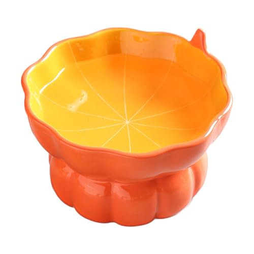 Diskary Katzennapf,Futternapf Katze Erhöht Fressnapf Katze mit Neigung Design,Futternapf Katze Keramik,Wassernapf Katze,perfekt für Katzen,Welpen und kleine Hunde (Kürbis 0°) von Diskary
