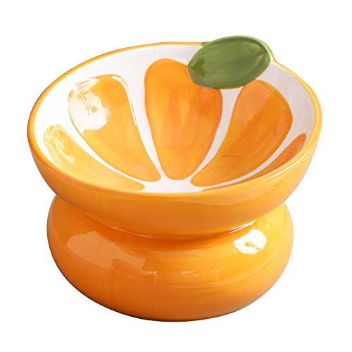 Diskary Katzennapf,Futternapf Katze Erhöht Fressnapf Katze mit Neigung Design,Futternapf Katze Keramik,Wassernapf Katze,perfekt für Katzen,Welpen und kleine Hunde (Orange 15°) von Diskary