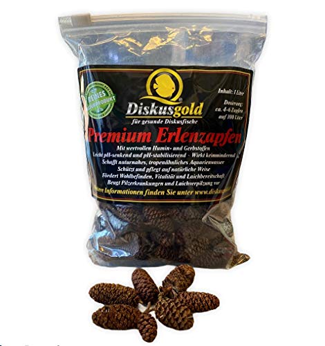 Diskusgold Premium Erlenzapfen 1000ml - Schwarzerle - Aquarienpflege, Discusfischhaltung - Wasserbehandlung - Alder cones von Diskusgold