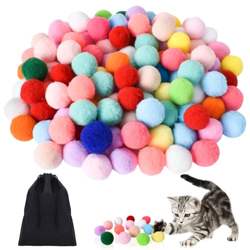 Disnace 100 Stück Katzenbälle 3 cm, Interaktives Katzenspielzeug Ball, Spielball Katze,Training Katzen Spielzeug, Katzen Ball, Katzenspielzeug, Filzbälle Katzen für Katzen von Disnace