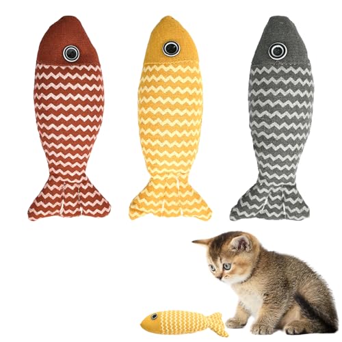 Disnace 3PCS Spielzeug mit Katzenminze, 22cm Katzenminze Spielzeug Fisch Form, Katzenspielzeug für Katzen Spielen und Kauen, Simulation Fisch Katze, Interaktive von Disnace