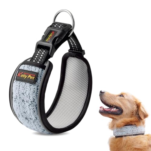 Disnace Hundehalsbänder, Reflektierendes Hundehalsband, Robustes Verstellbare Hundehalsband, Taktisches Hunde Halsband für Kleine bis Mittelgroße, Grau, Größe L (46-66KG) von Disnace