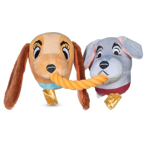 Disney for Pets Lady and The Tramp Haustierspielzeug 35,6 cm | Disney Hundespielzeug | Seil Ziehen Spielzeug für Hunde inspiriert von Dame und Trampe mit Knistern und Quietschen von Disney for Pets